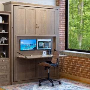 White Oak Murphy Bed With Dropdown Desk