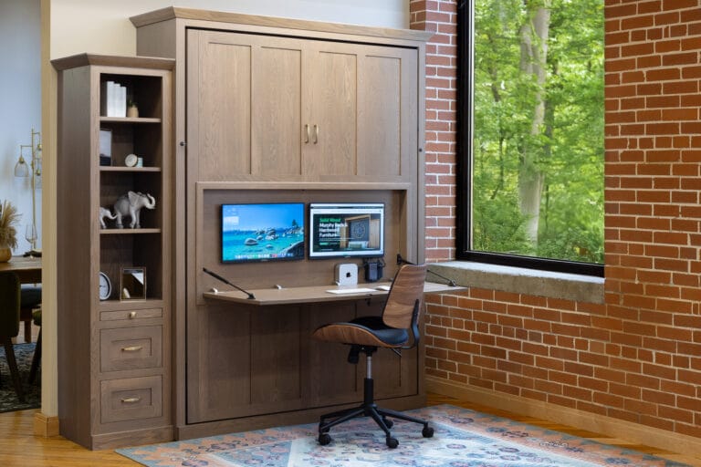 White Oak Murphy Bed With Dropdown Desk