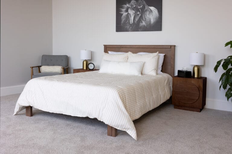 Solid Wood Platform Bed Frame in Walnut Stain
