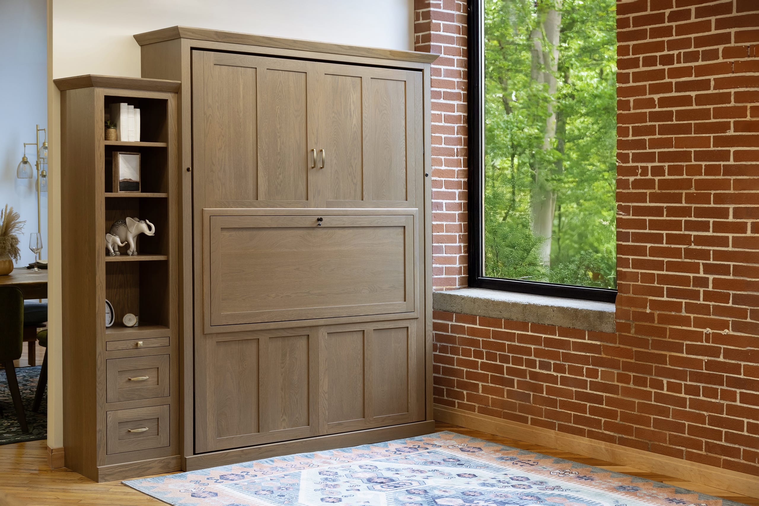 Brown Drop Down Desk Murphy Bed Listing Photo Closed
