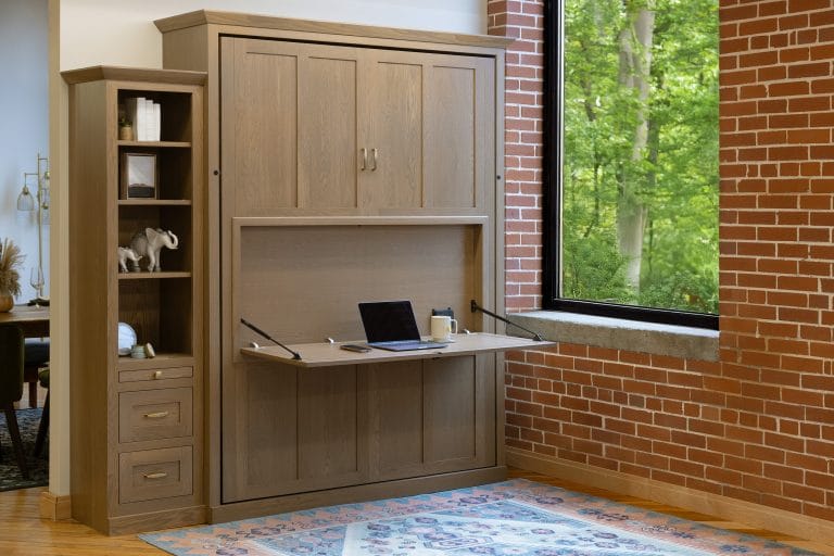 White Oak Murphy Bed With Dropdown Desk