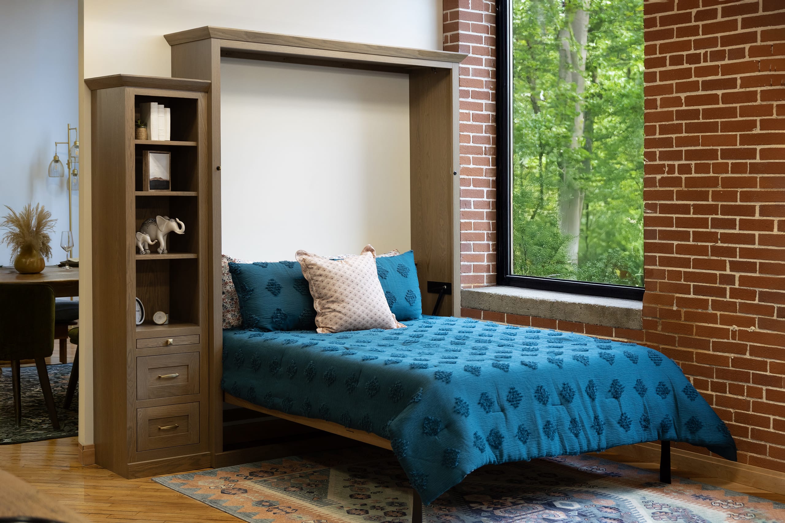 Brown Drop Down Desk Murphy Bed Listing Photo Open
