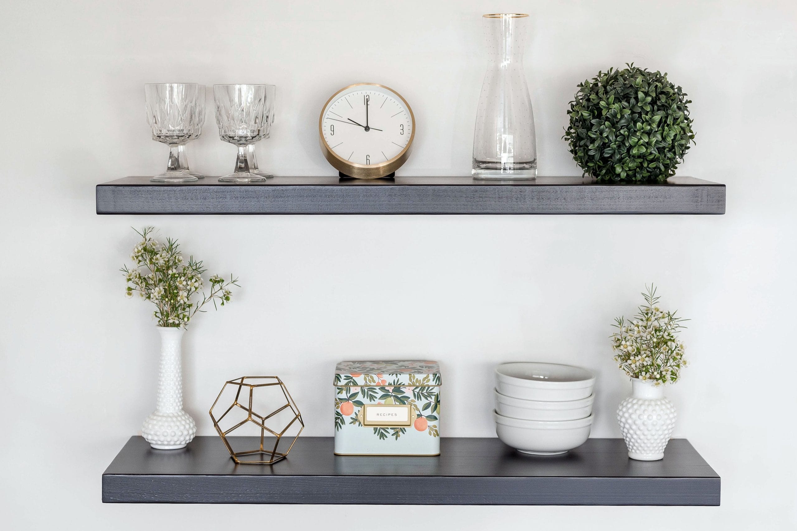 Our painted wood shelves